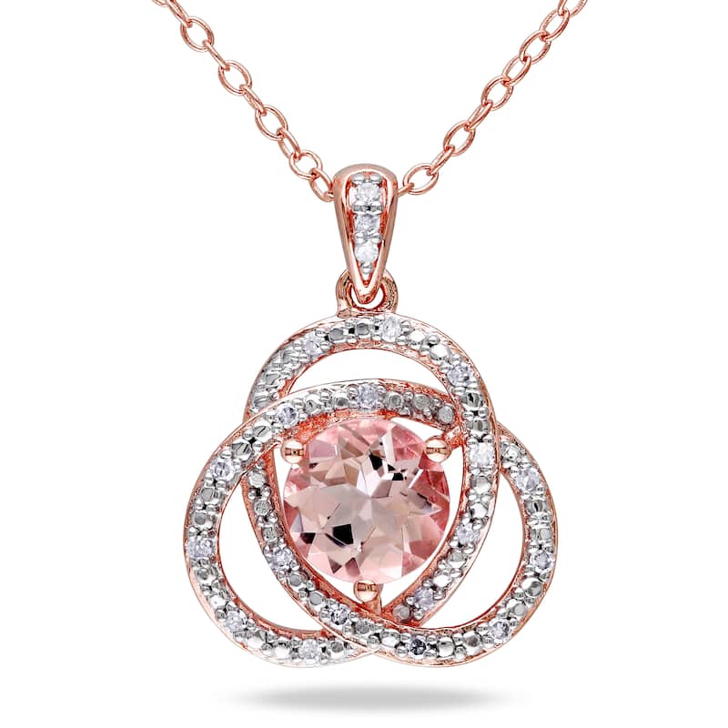 Miadora Rose Plated Silver Morganite and 1/10ct TDW Diamond Necklace (H-I, I2-I3)