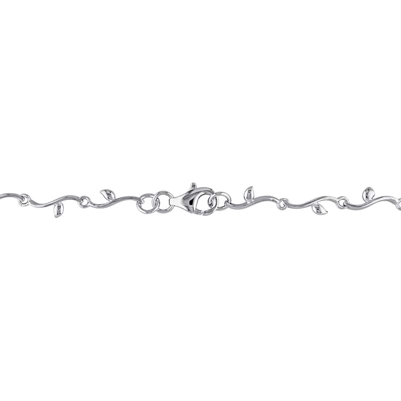 Miadora Silver White Pearl and Cubic Zirconia Necklace (6.5-7 mm)