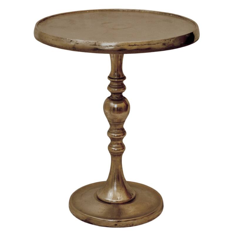 Copper Grove Vyshneve Round Aluminum Accent Table with Nickel Finish (17 in.)