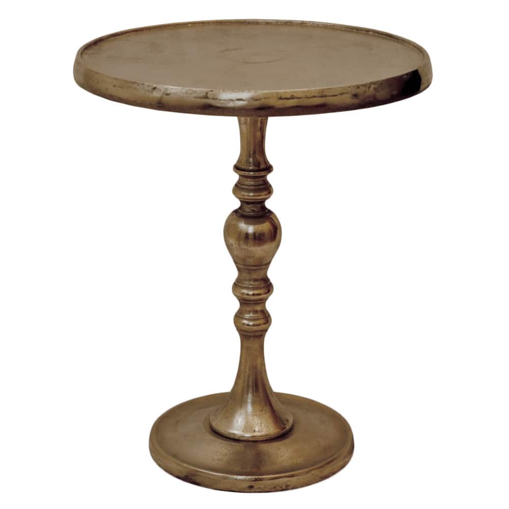 Copper Grove Vyshneve Round Aluminum Accent Table with Nickel Finish (17 in.)
