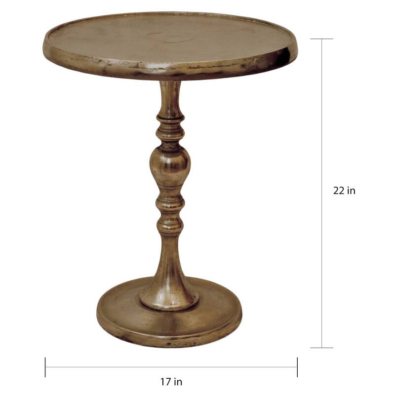 Copper Grove Vyshneve Round Aluminum Accent Table with Nickel Finish (17 in.)