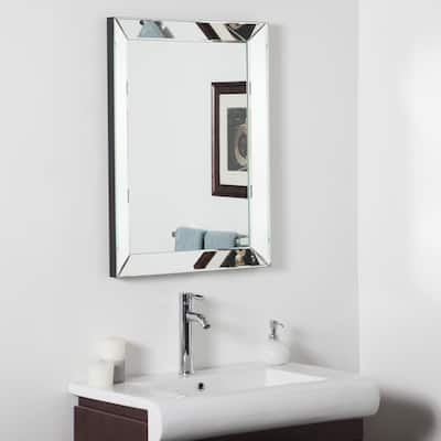 Beveled Hand Cut Framed Mirror - Silver - 31.5Hx23.6Wx2D