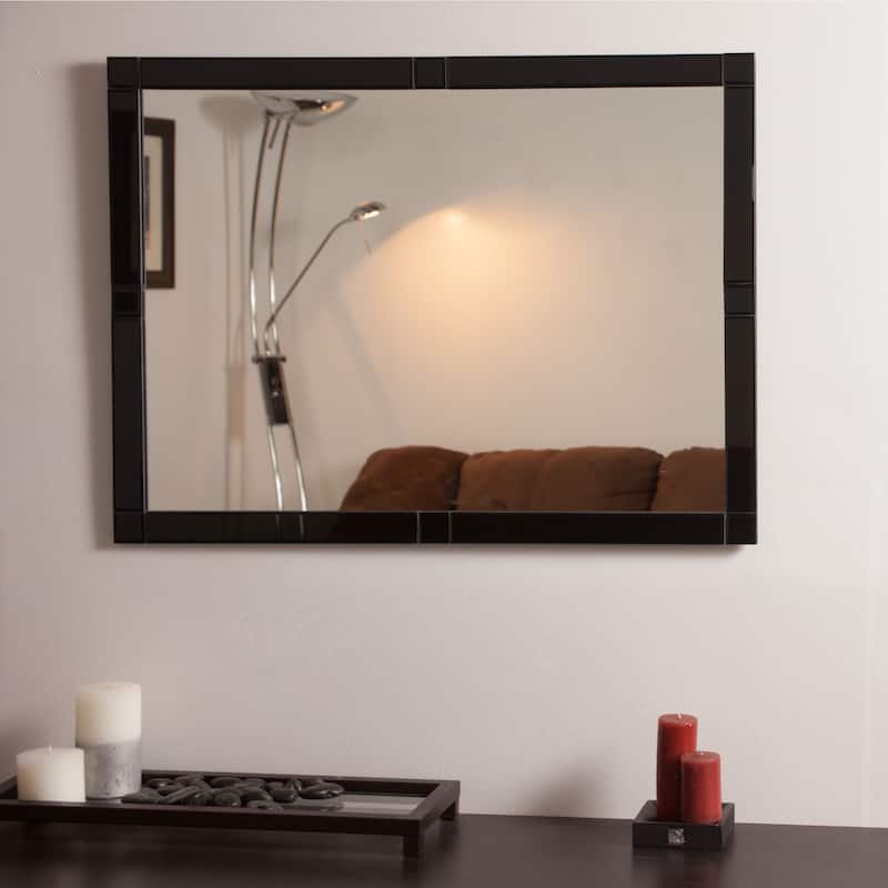Frameless Black Beveled Kinana Mirror - Silver - 31.5Hx23.6Wx.5D