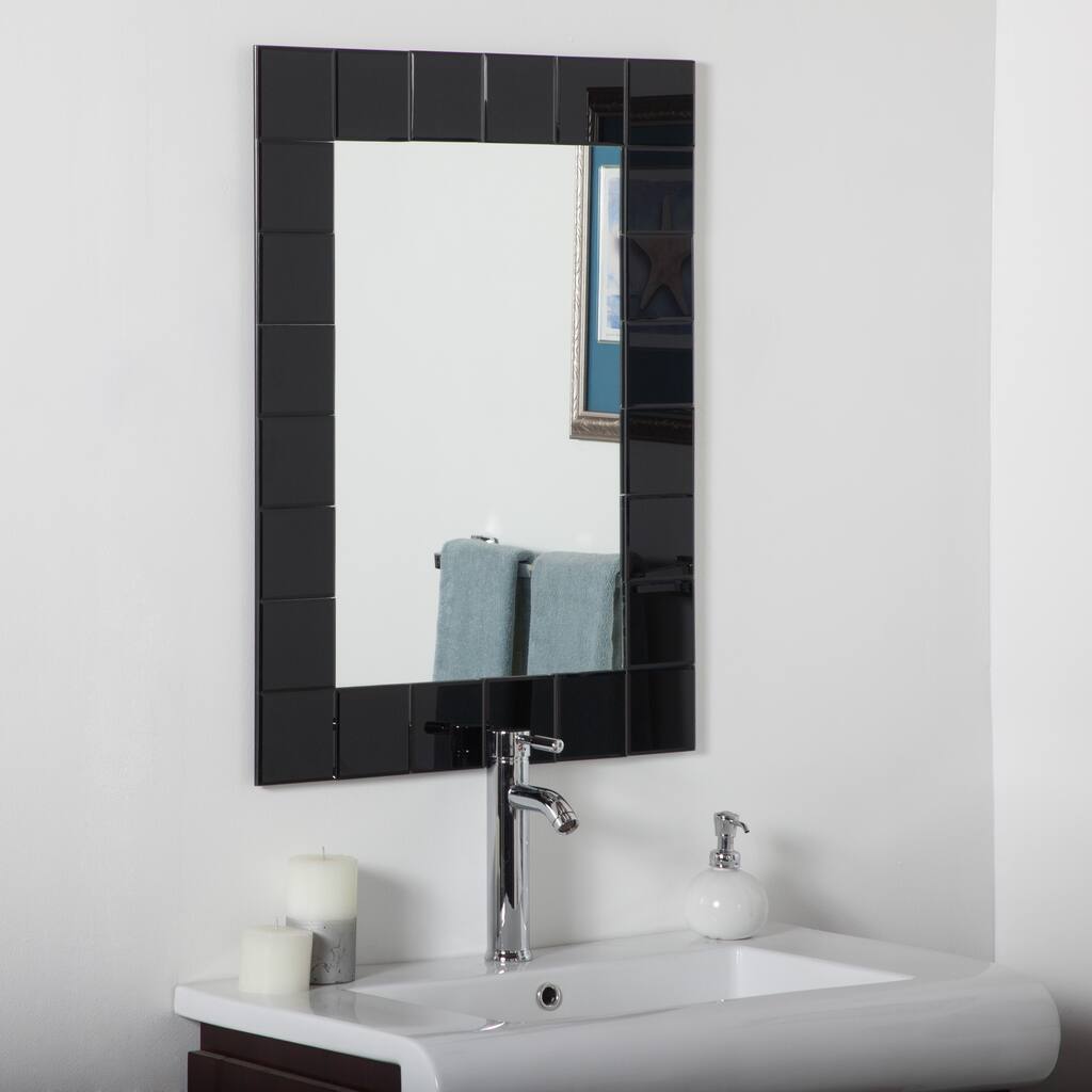 Montreal Black Modern Bathroom Mirror - Silver - 31.5Hx23.6Wx.5D