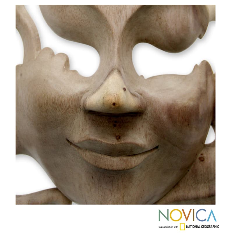 NOVICA Handmade Quirky Hibiscus Wood Mask (Indonesia)