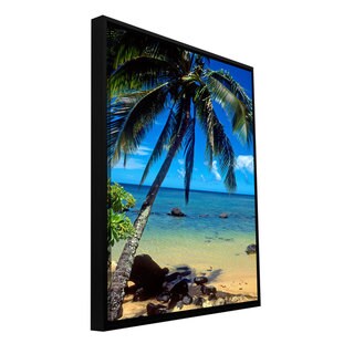 Kathy Yates 'Beautiful Amini Beach' Floater-framed Gallery-wrapped ...