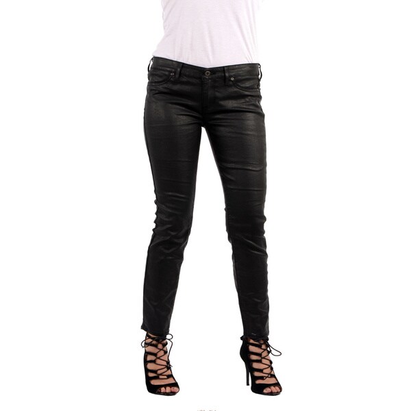 ladies black coated jeans