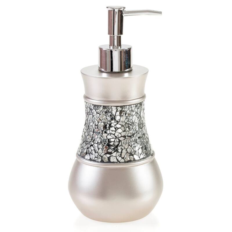 Creative Scents Mosaic Glass Silver-Gray Bathroom Accessories Set of 4 - silver