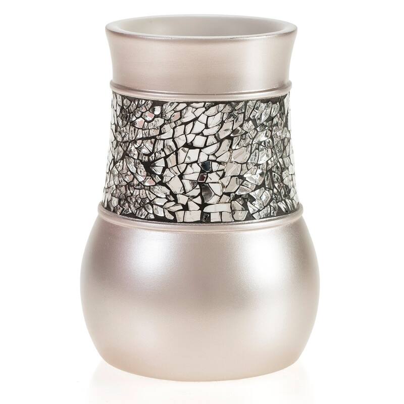 Creative Scents Mosaic Glass Silver-Gray Bathroom Accessories Set of 4 - silver