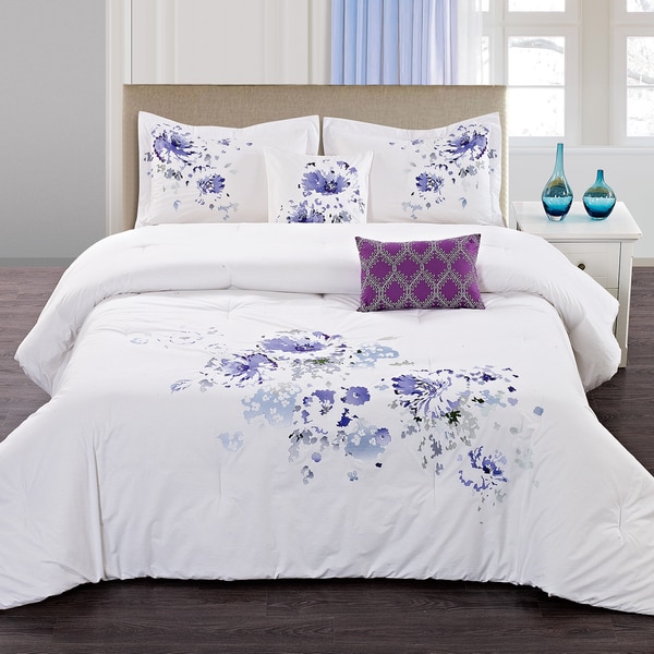 Shop Floral Spray 5-piece Cotton Comforter Set - Free ...