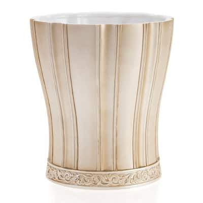 Victoria Striped Beige Wastebasket