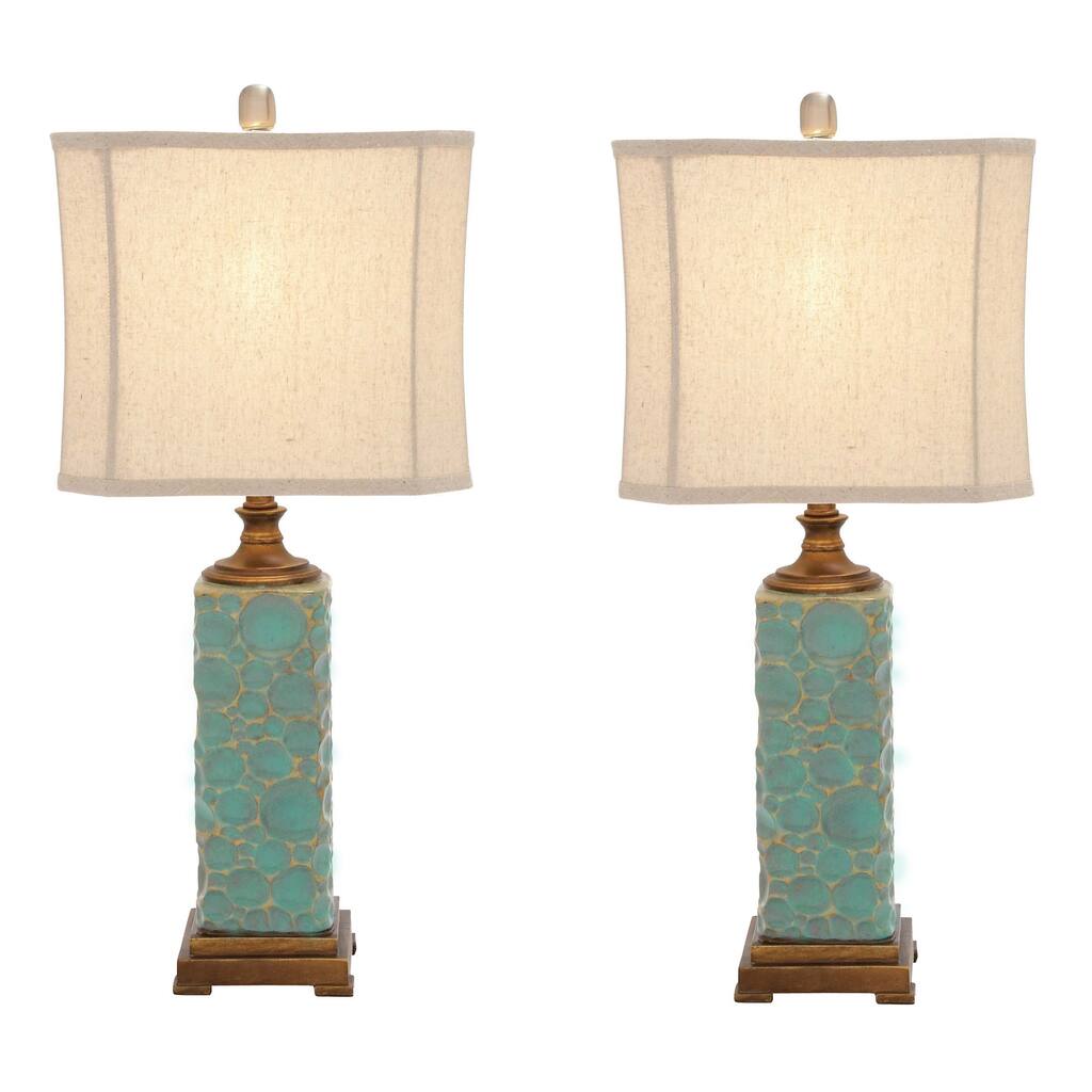 Carmel Seafoam Handcrafted Ceramic Table Lamp (Set of 2)