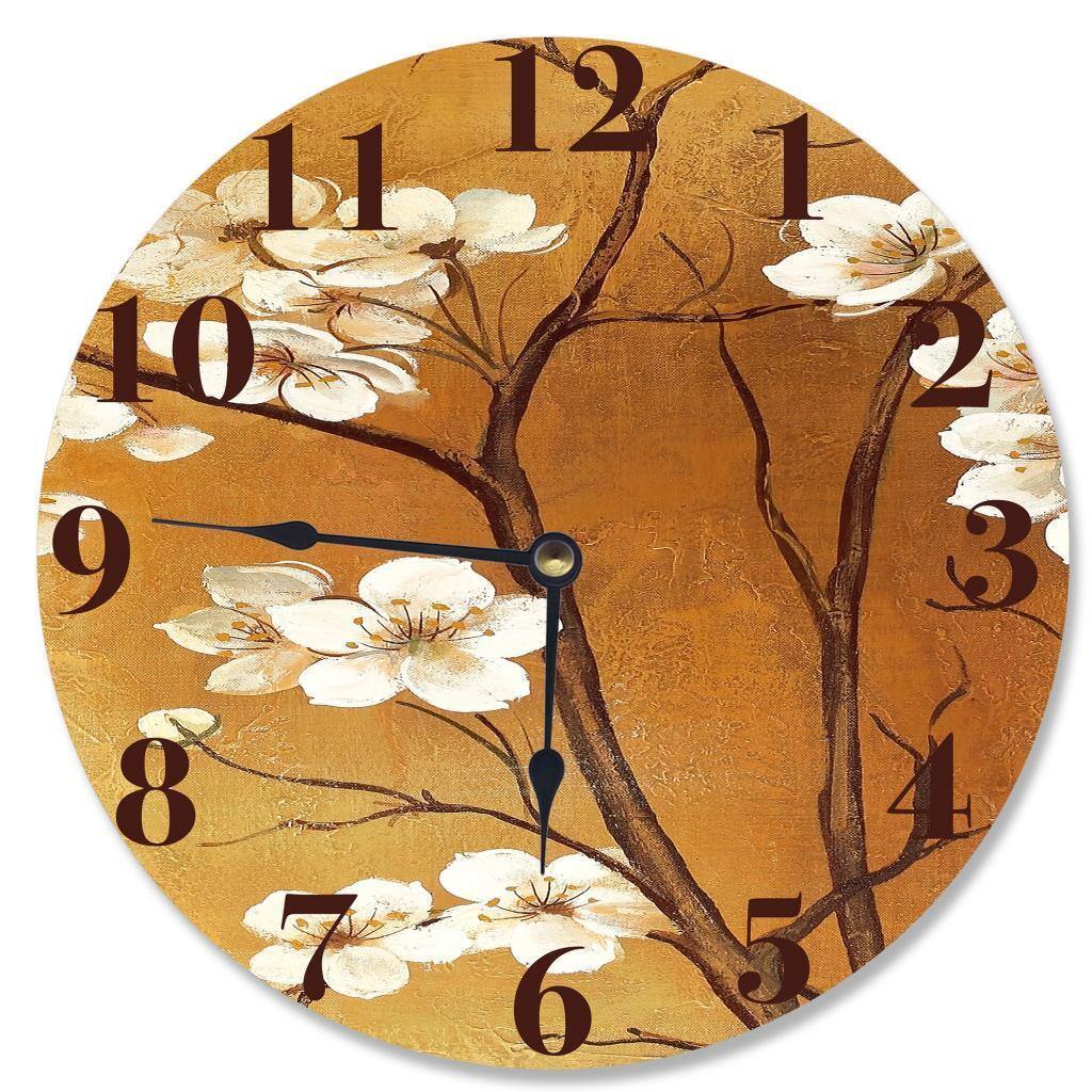 White Floral Crimson Vanity Clock - 12 x 12