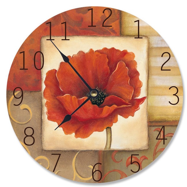 Orange Poppy Vanity Clock - 12 x 12