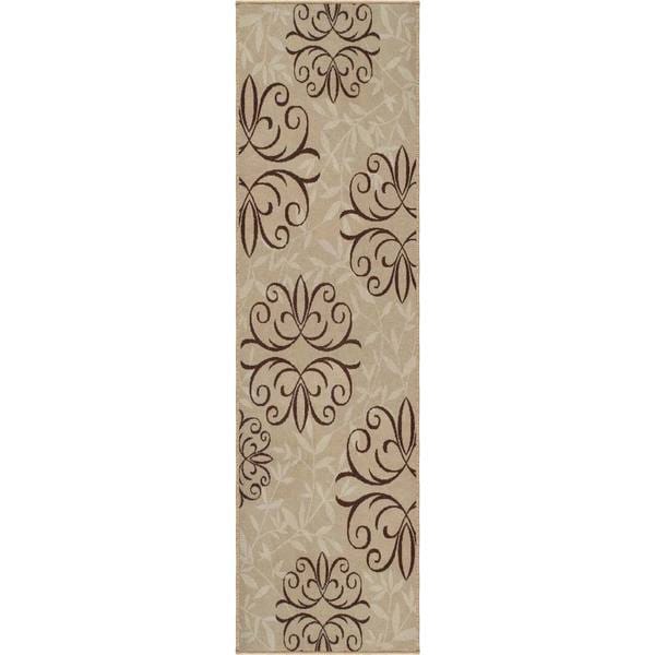 Indoor/ Outdoor Napa Fleur Medallions Beige Rug (23 x 8)