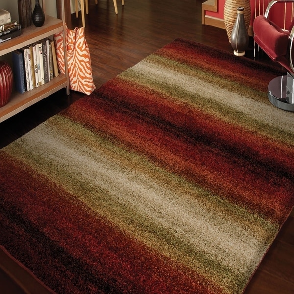 Carolina Weavers Grand Comfort Collection Tie-in Red Shag Area Rug - 5'3 x 7'6