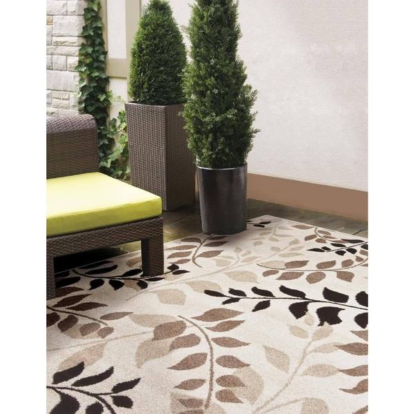 Carolina Weavers Bermuda Collection Vines Park Beige Area Rug (7'8 x 10'10) - 7'8" x 1'1"
