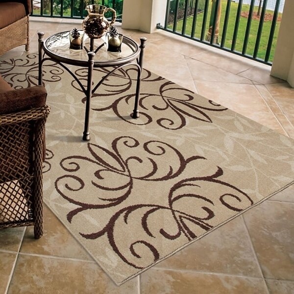 Carolina Weavers Bermuda Collection Medallion Bushel Beige Area Rug - 5'2" x 7'6"