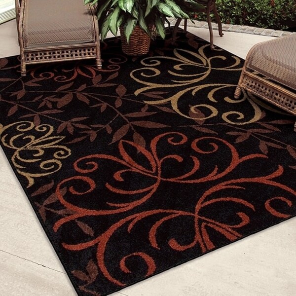 Carolina Weavers Bermuda Collection Medallion Bushel Black Area Rug (5'2 x 7'6) - 5'2" x 7'6"