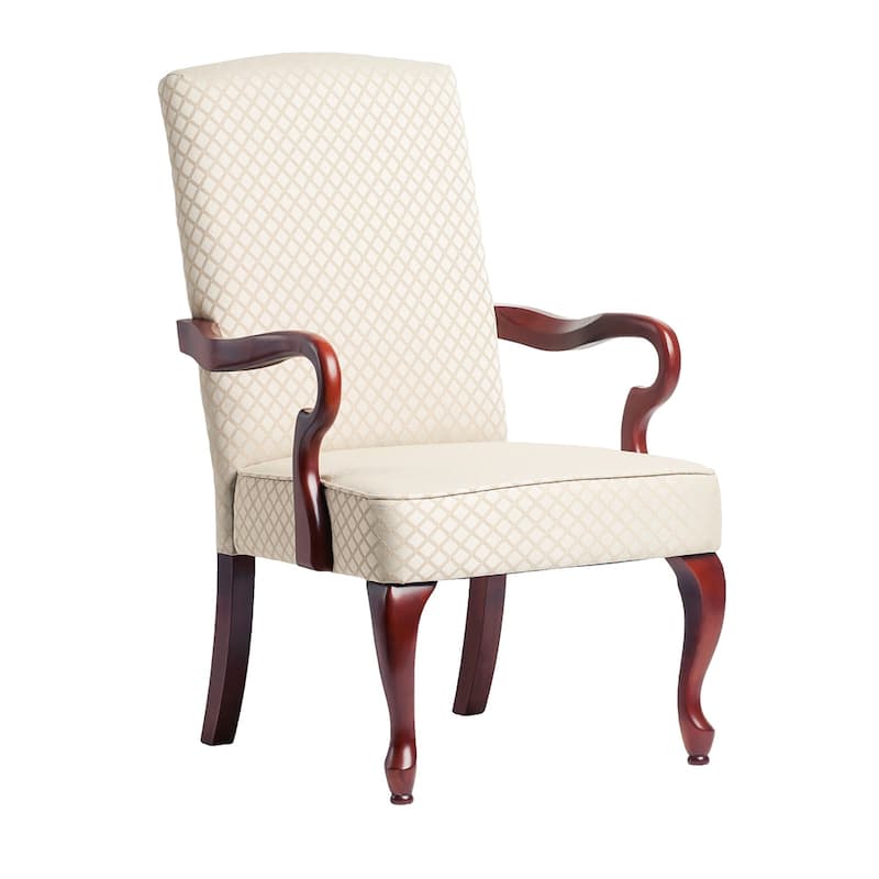 Copper Grove Casalis Cherry Finish Gooseneck Accent Chair - Dayton Beige