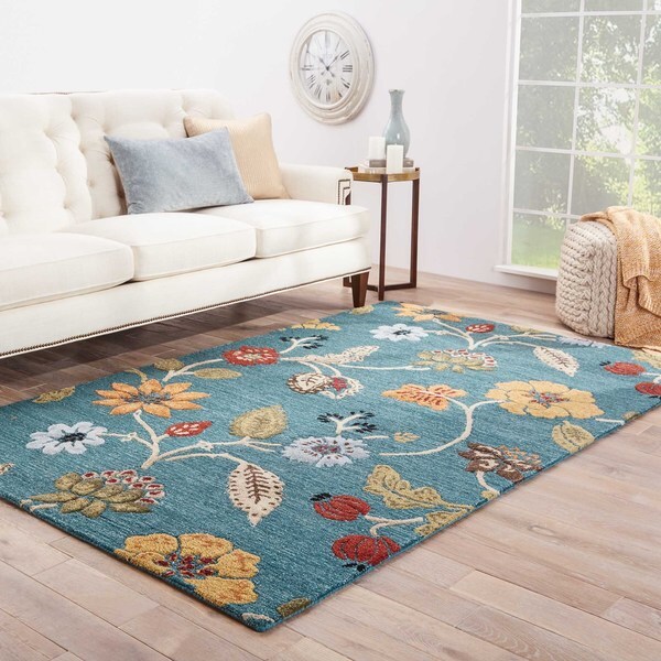 Bloomsbury Handmade Floral Blue/ Multicolor Area Rug (9' X 12') - 8'10" x 11'9"