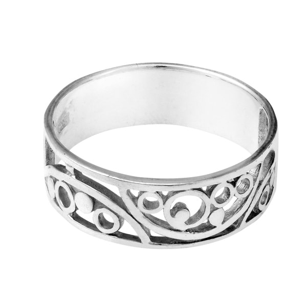Handmade Filigree Abstract Open Circle 7mm Band Sterling Silver Ring ...