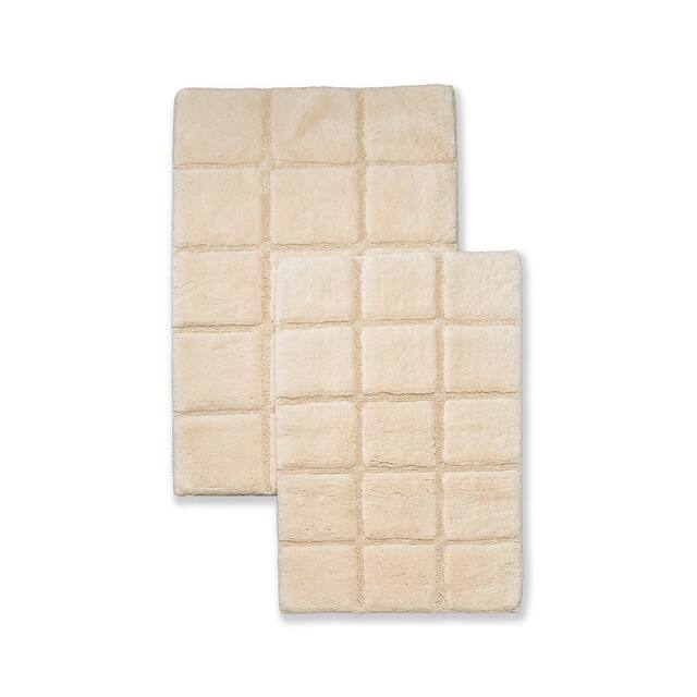 Miranda Haus Cotton Checkers 2-piece Non-skid Bath Rug
