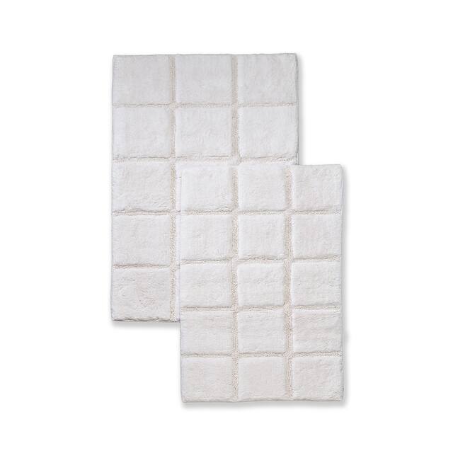 Miranda Haus Cotton Checkers 2-piece Non-skid Bath Rug