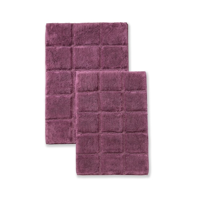 Miranda Haus Cotton Checkers 2-piece Non-skid Bath Rug