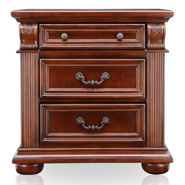 Shop Black Friday Deals On Furniture Of America Gaya Traditional Cherry Solid Wood Nightstand Overstock 9355461