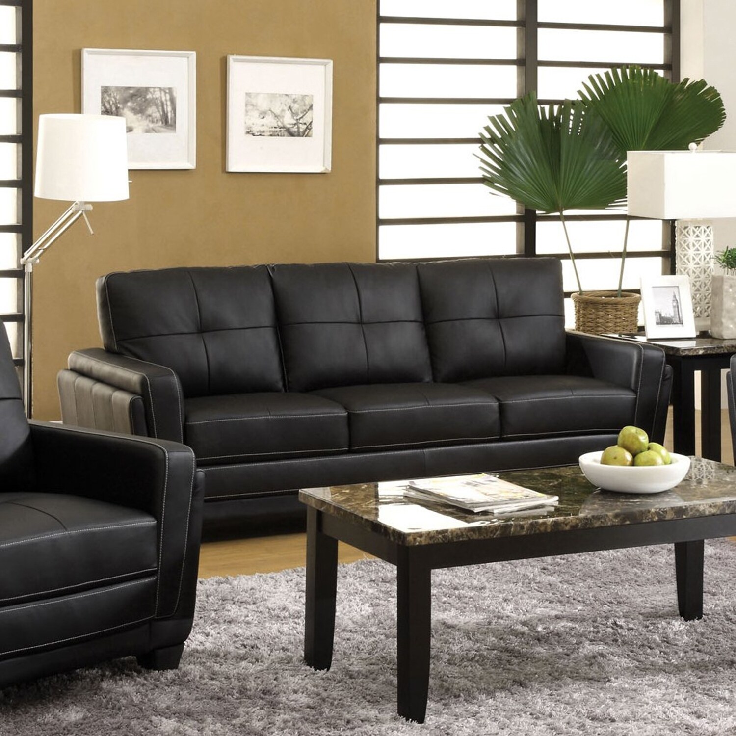Shop Furniture Of America Noka Contemporary Black Faux Leather