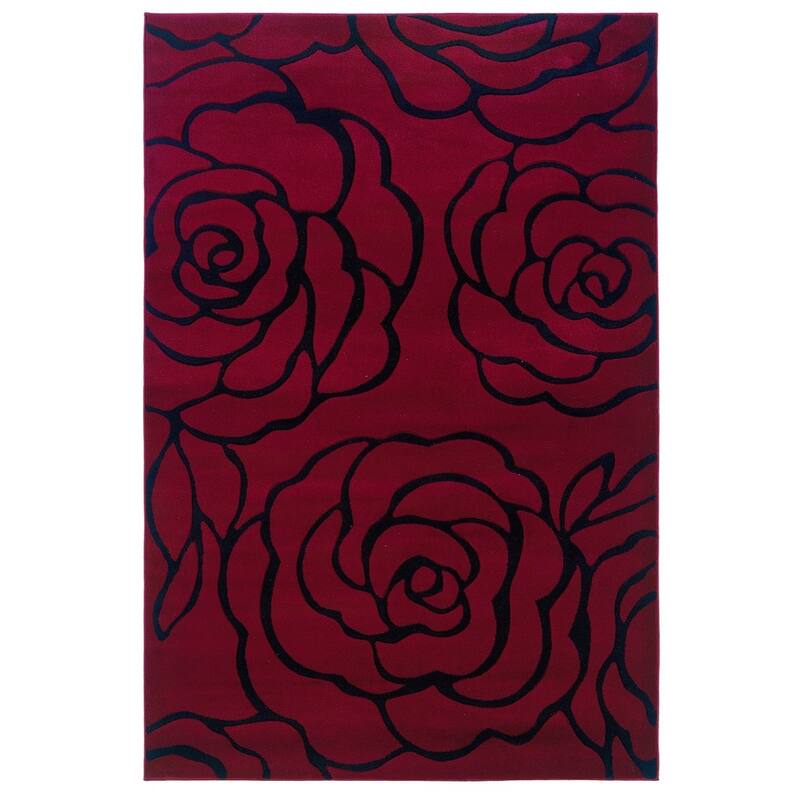 Milan Garnet/Black Floral Area Rug