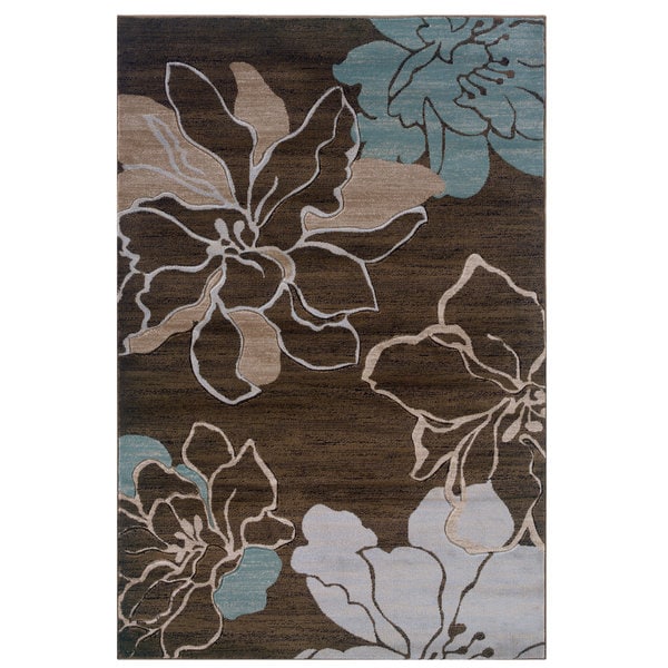 Linon Milan Collection Brown Turquoise Area Rug 1 10 X 2 Linon Milan Collection Brown Turquoise Area Rug 1 X27 10 X 2