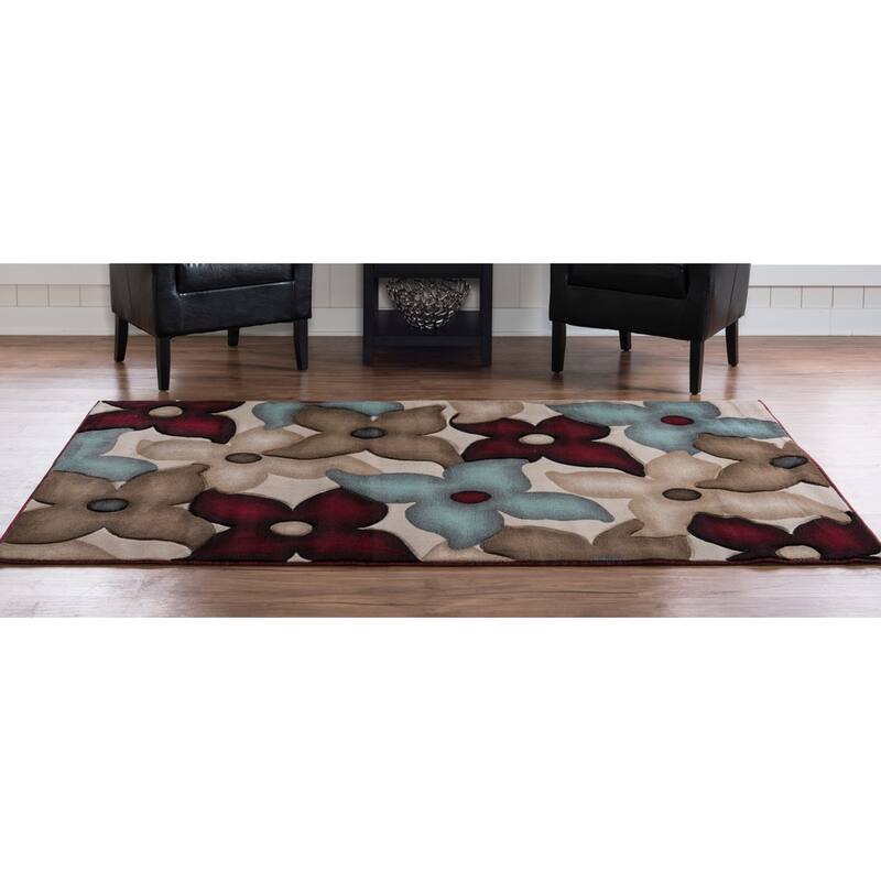 Milan Collection Garnet/Ivory Area Rug