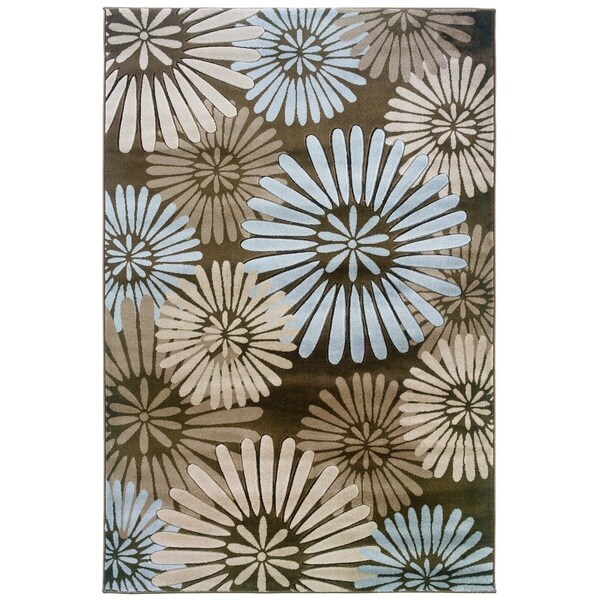Linon Milan Collection Brown/ Blue Area Rug (8' x 10'3) - 8' x 10'3