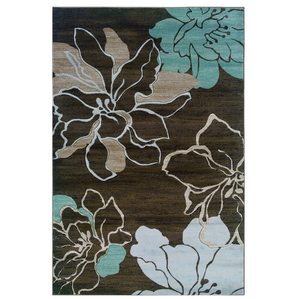 Linon Milan Collection Ivory/ Turquoise Area Rug - 8' x 10'3