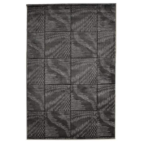 Milan Abstract Rug Collection - 5' x 7'7" - Black/Grey