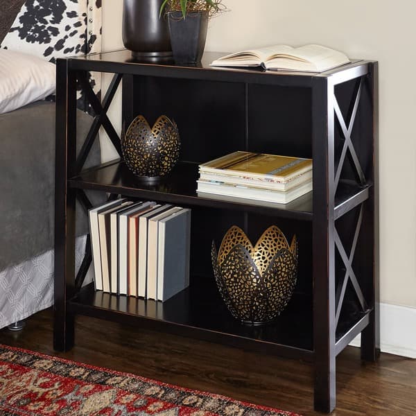 Porch & Den Summit 3shelf Ebony with Rub Thru Bookcase Bed Bath