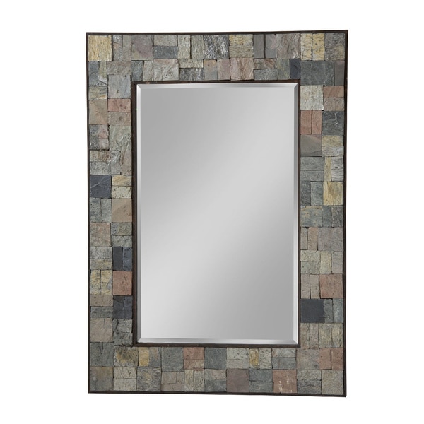 Burnside Stone Tile Framed Square Wall Mirror Free 