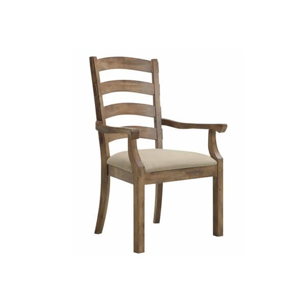 Shop Bel Air Brown Dining Arm Chair With Upholstered Seat Ladder Back And Curved Arms Set Of Two Overstock 9358873