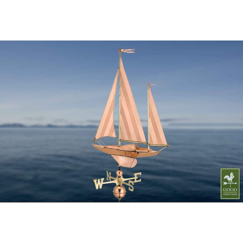 Large Sailboat Pure Copper Weathervane by Good Directions