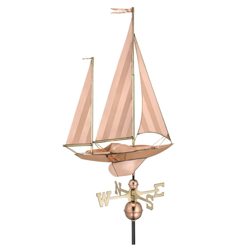 Large Sailboat Pure Copper Weathervane by Good Directions