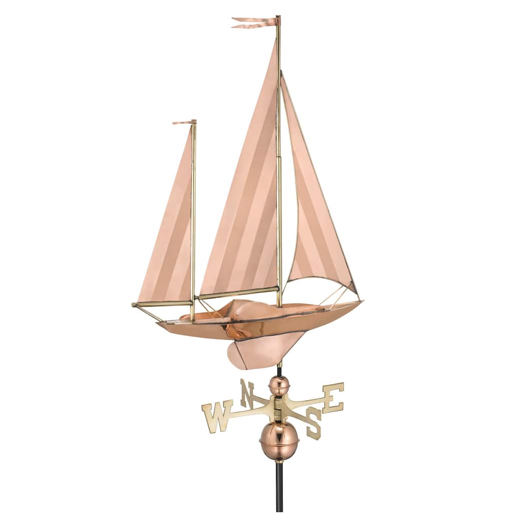 Large Sailboat Pure Copper Weathervane by Good Directions