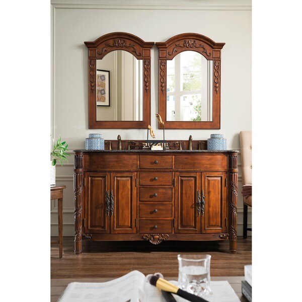 James Martin Furniture Classico Cherry 60inch Double Granite Vanity