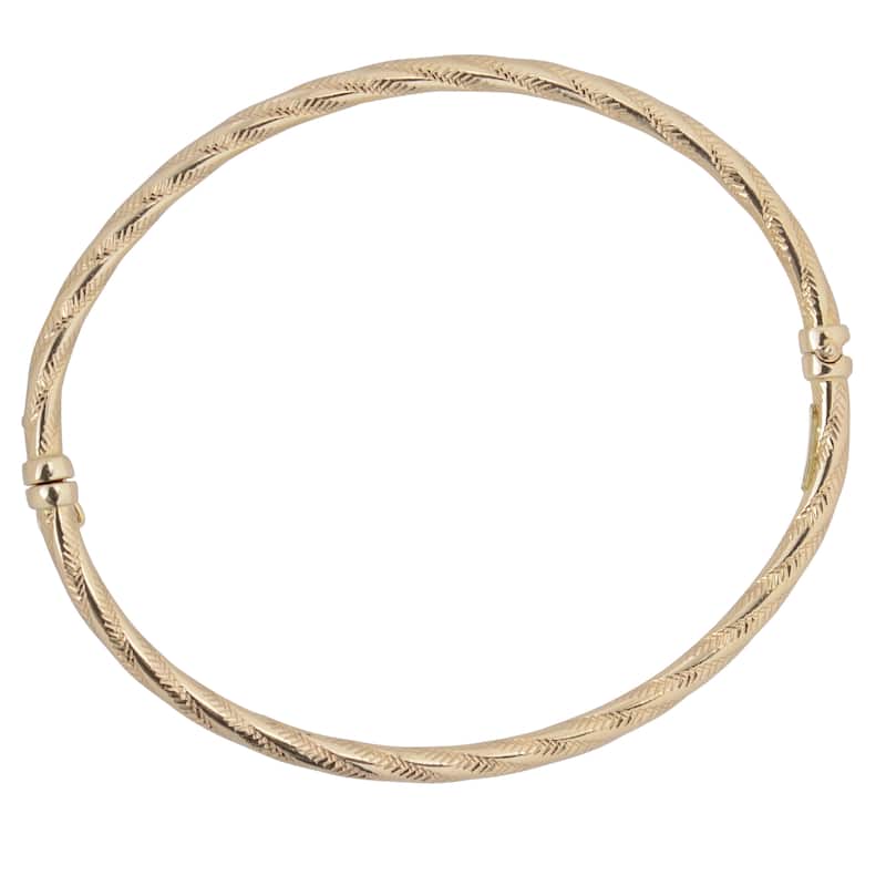 Fremada 10k Yellow Gold 3mm Polished and Textured Bangle