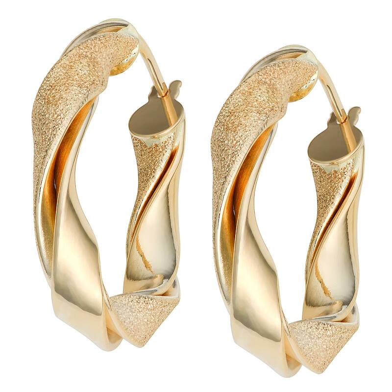 Fremada 10k Yellow Gold Twisted Oval Hoop Earrings