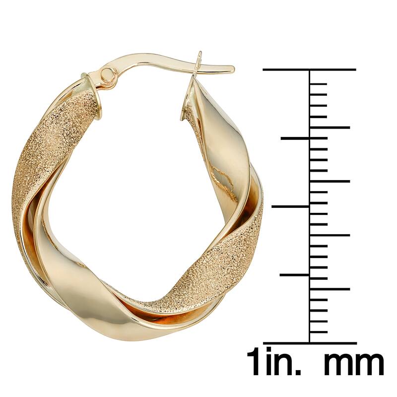 Fremada 10k Yellow Gold Twisted Oval Hoop Earrings