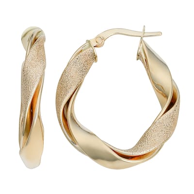 Fremada 10k Yellow Gold Twisted Oval Hoop Earrings