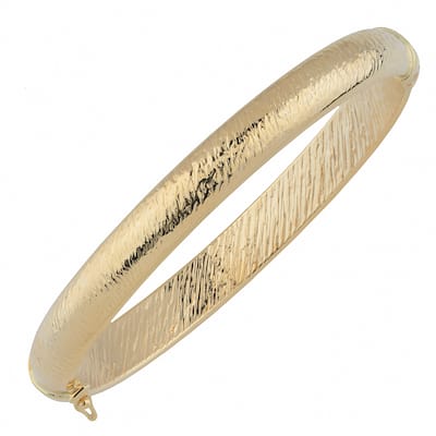 Fremada 10k Yellow Gold 8mm Stone Finish Bangle