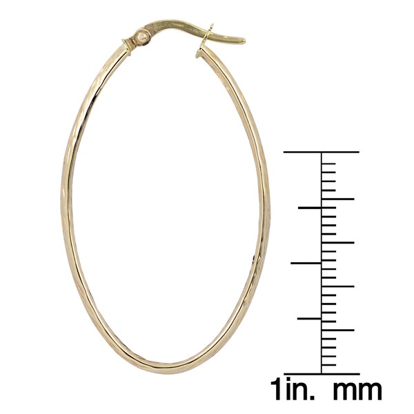10KT GOLD TRIPPLE TWIST WAVE OVAL HOOP EARRINGS HOOP EARRINGS